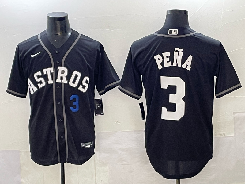 Men Houston Astros #3 Pena Black Nike 2025 MLB Jersey 0011